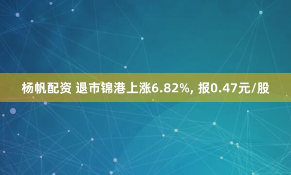 杨帆配资 退市锦港上涨6.82%, 报0.47元/股
